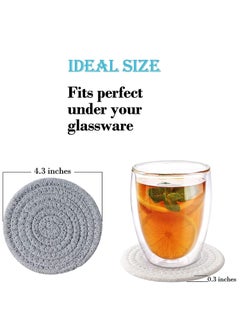 Y&D Absorbent Drink Coasters Handmade Braided for Coffee Wooden Table Super Heat-Resistant Drinks Great Housewarming Gift (GreyDark Grey White 6)  - Image 2