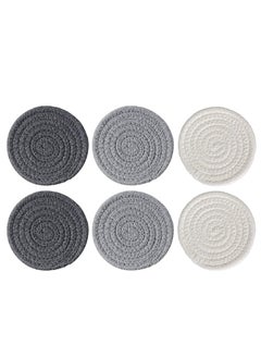 Y&D Absorbent Drink Coasters Handmade Braided for Coffee Wooden Table Super Heat-Resistant Drinks Great Housewarming Gift (GreyDark Grey White 6)  - Image 3