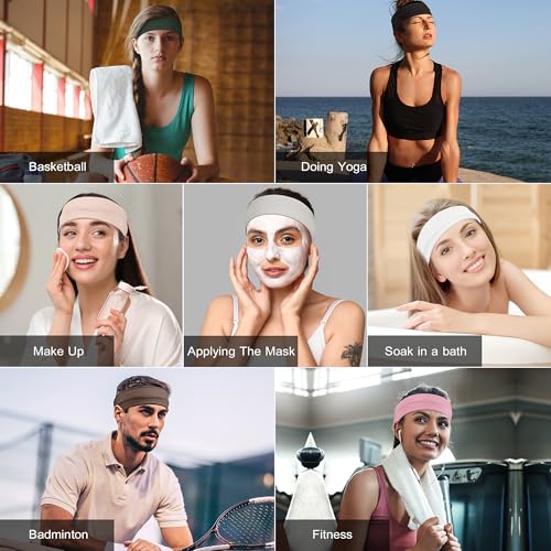 Ztomine Headbands for Women, 8pcs Stretchy Non Slip Soft Cotton Cloth Hair Bands for Sports, Workout, Yoga and Running - Image 5