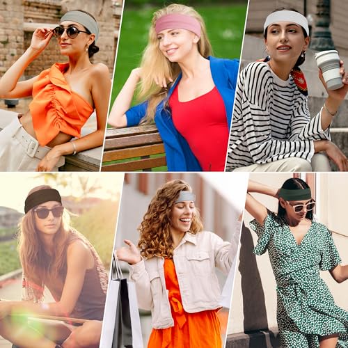 Ztomine Headbands for Women, 8pcs Stretchy Non Slip Soft Cotton Cloth Hair Bands for Sports, Workout, Yoga and Running - Image 4