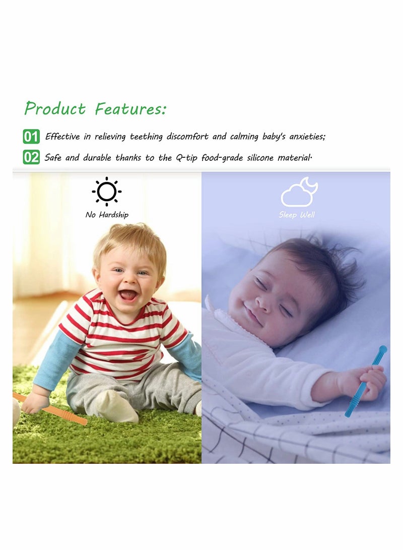 KASTWAVE Hollow Teether Tubes, Silicone Baby Teething Tube Toys, Chew Straws Toy for Babies Molars - Image 5