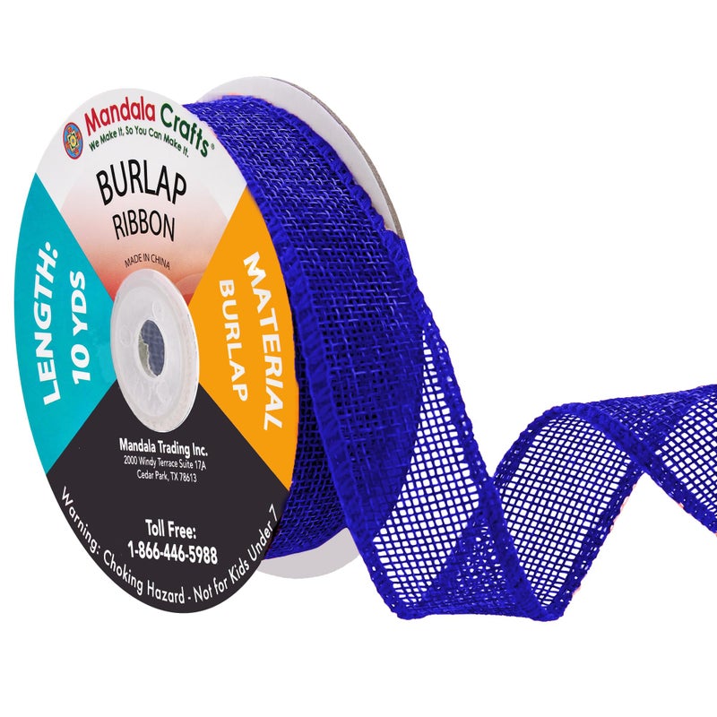 Mandala Crafts Royal Blue Burlap Ribbon 1 Inch Wide Jute Ribbons for Crafts  20 Yds Roll Rustic Burlap Wrap Trim Ribbons for Wreaths Bows Wedding Party Decoration