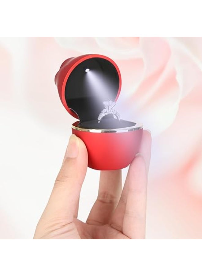 Rose Shaped Ring Gift Box with LED Light – Jewelry Display Box for Rings, Wedding, Engagement, Proposal, Anniversary (Red)  - Image 3