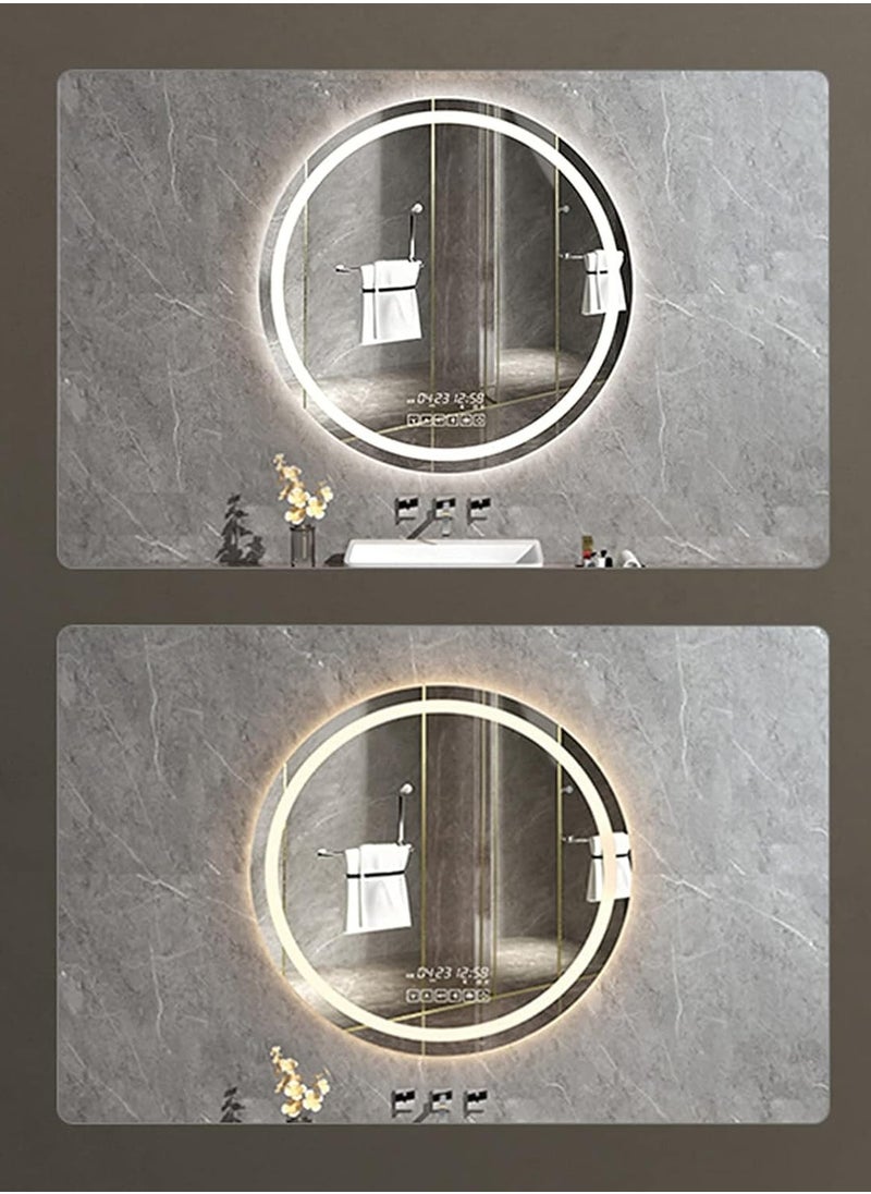 Vparty Round Frameless Bathroom Mirror 70x70cm – Wall-Mounted LED Vanity Mirror with Dimmable Touch Sensor, Anti-Fog, 3-Color Lighting Options, Adjustable Brightness, Energy-Efficient Backlit Design – Illuminated Makeup and Shaving Mirror for Bedroom, Dressing Room, and Powder Room – Stylish and Functional Home Decor  - Image 4
