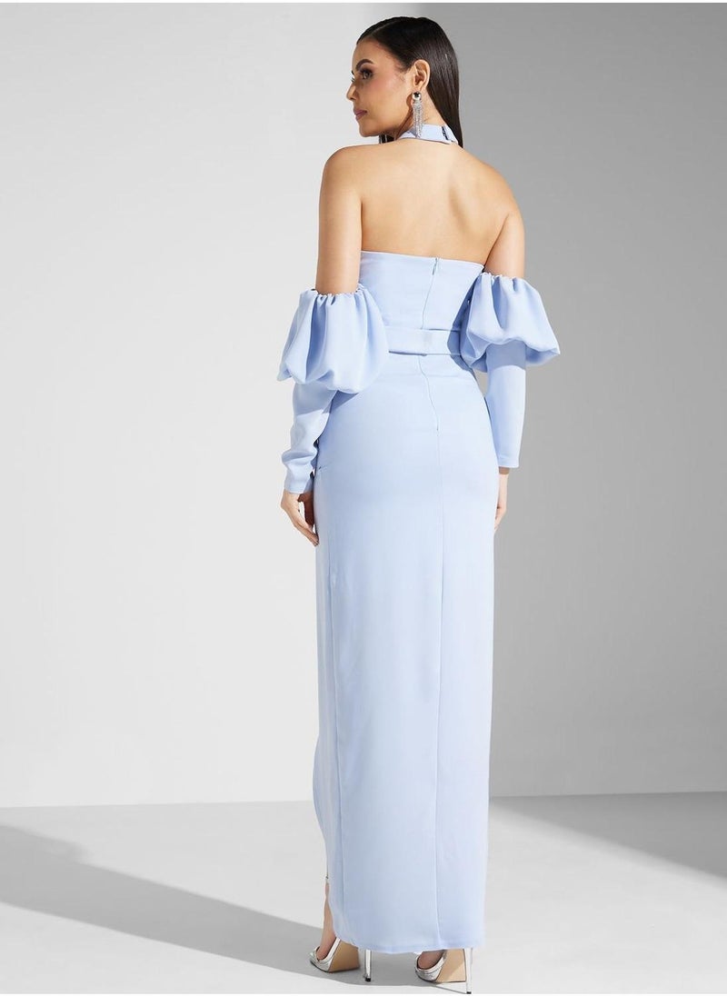 Akadia Fashion Off-Shoulder Slit Dress - Image 2