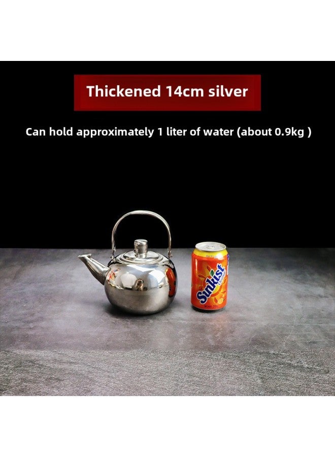 Special Offer Stainless Steel Teapot Restaurant Teapot With Strainer Household Kettle Large Capacity Hotel And Restaurant Kettle-Color:Free Engraving Starting From 10 Pieces-Capacity:Linglong Pot 14cm Silver Upgraded Thickened Version - Image 1