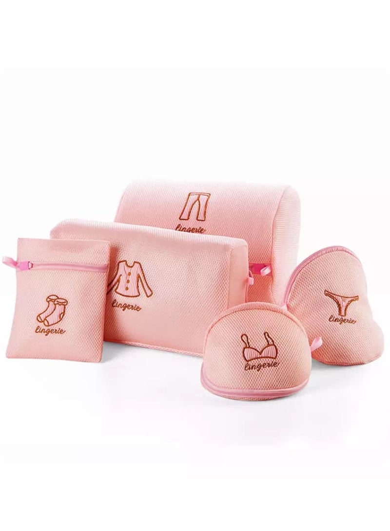 NIBEMINENT 5-Pack Laundry Mesh Bags Pink - Image 1
