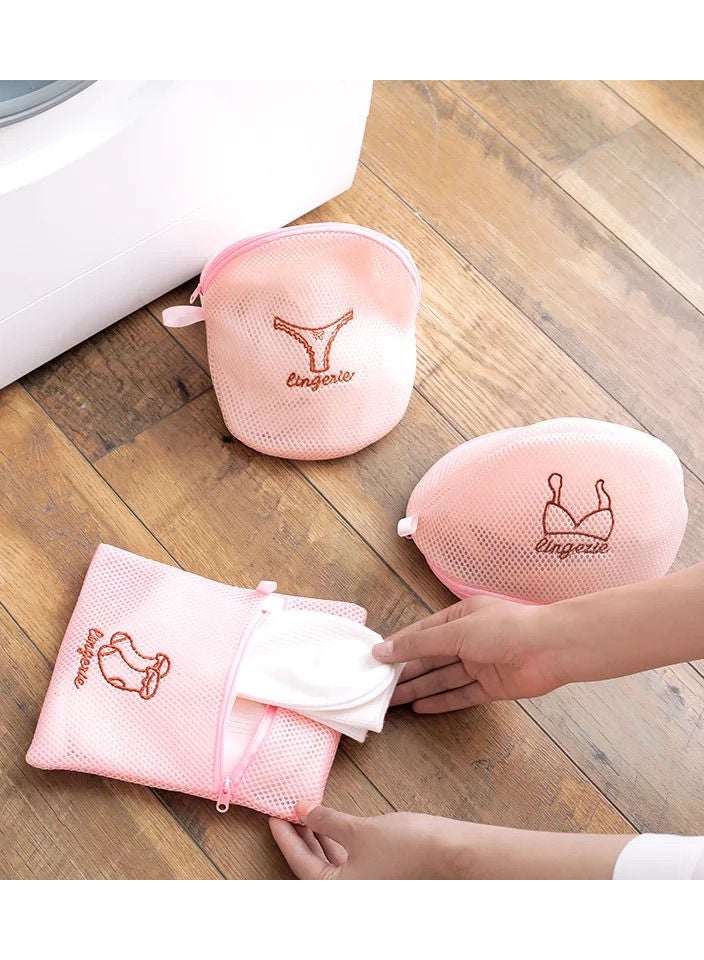 NIBEMINENT 5-Pack Laundry Mesh Bags Pink - Image 3