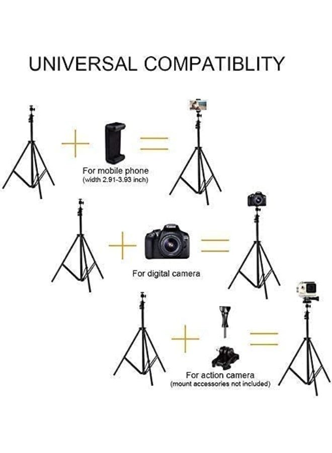 1.8M Portable Tripod Stand with Phone Holder – Foldable Light Stand for Photography, Studio Lighting, Flash & Umbrella Mount – Black - Image 5