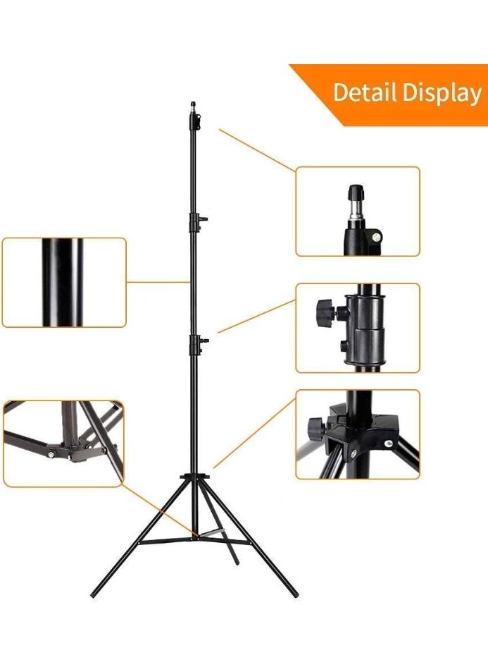 1.8M Portable Tripod Stand with Phone Holder – Foldable Light Stand for Photography, Studio Lighting, Flash & Umbrella Mount – Black - Image 2