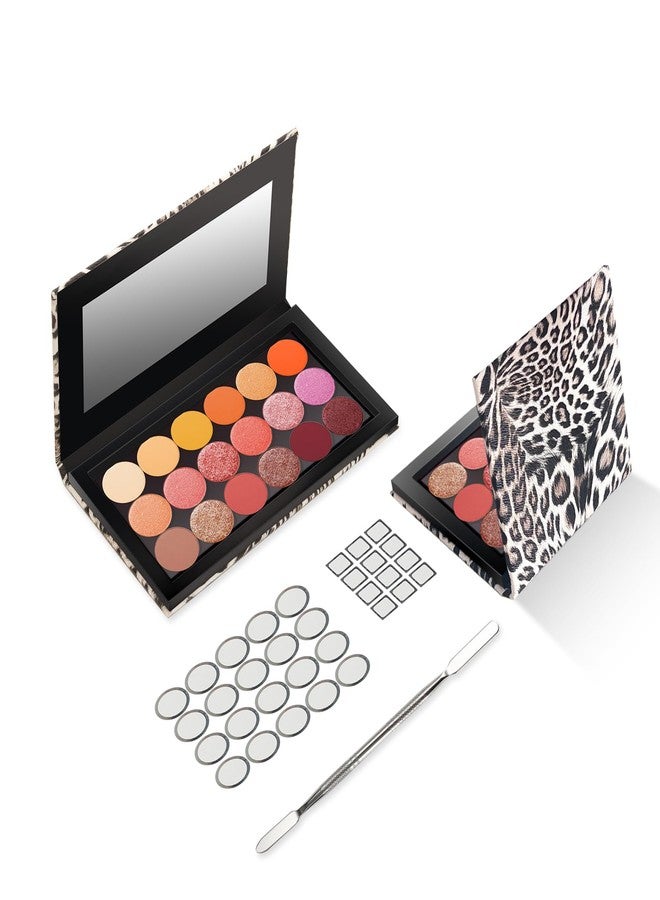 Fendy 2 Packs Leopard Magnetic Makeup Palette Empty with Spatula and Metal Stickers, 18-pan and 9-pan Empty Eyeshadow Palette for Travel, DIY - Image 1