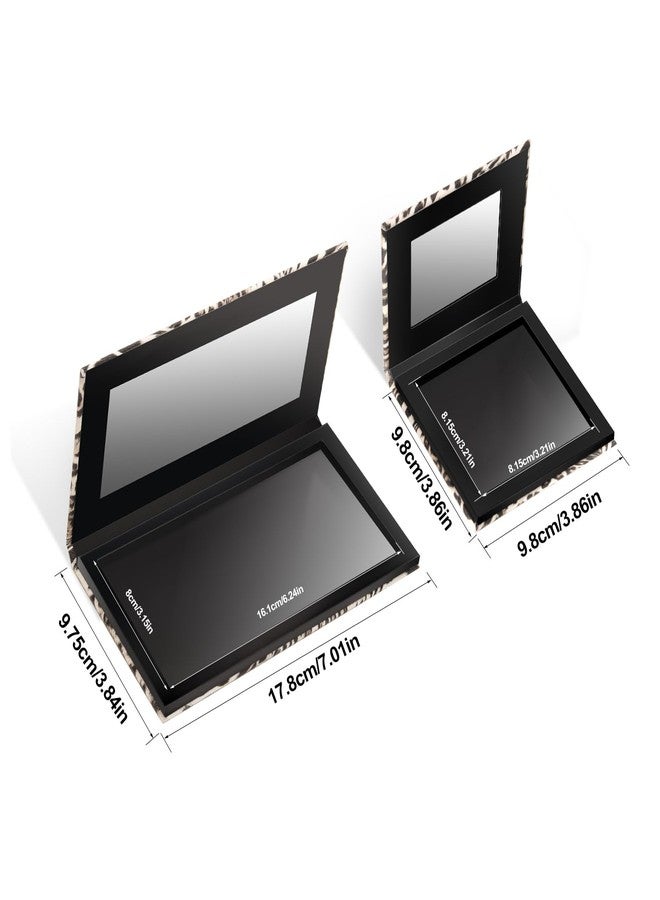 Fendy 2 Packs Leopard Magnetic Makeup Palette Empty with Spatula and Metal Stickers, 18-pan and 9-pan Empty Eyeshadow Palette for Travel, DIY - Image 2