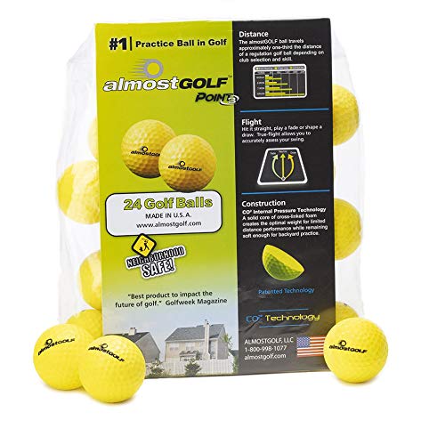 AG AlmostGolf Balls - Limited Flight Practice Golf Balls - (24 Pack, Yellow) - Almost Golf Balls Foam Golf Training Aids for Indoor Or Yard Practice - Includes 24 AlmostGolf Balls W/ 5 Liberty Tees - Image 1