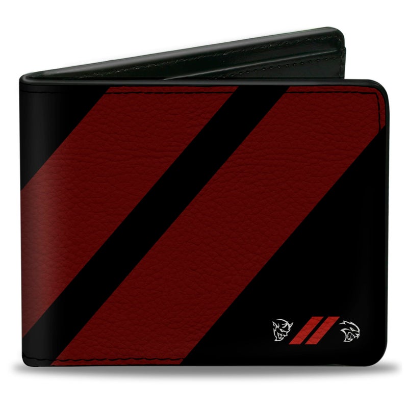 Buckle Down Buckle-Down Men's Dodge Wallet, Bifold, Rhombus Stripe Demon Hellcat Icon Black Red White, Vegan Leather, 4.0" x 3.5" - Image 1