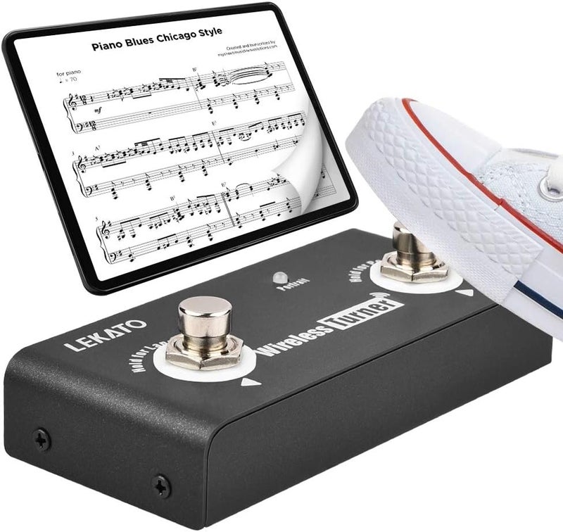 LEKATO Wireless Page Turner Pedal Bluetooth Foot Pedal for Tablets Phone (Android & IOS system above version 13.4 support) - External Pedal for LEKATO Loop Pedal Tuner Switching Control - Image 1