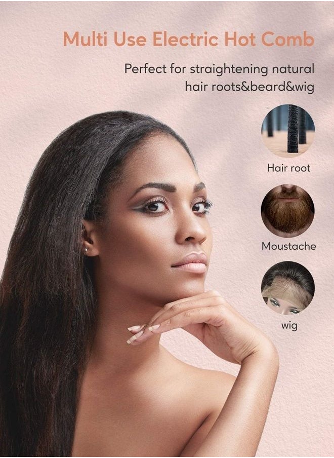 Terviiix - Electric Hot Comb for Lace Front Wigs, Pressing Combs for Black Women Hair, Anti-Scald Straightening Comb with Keratin & Argan Oil Infused Teeth, Temperatures Adjustable, 60 Min Auto Shut Off - Image 1