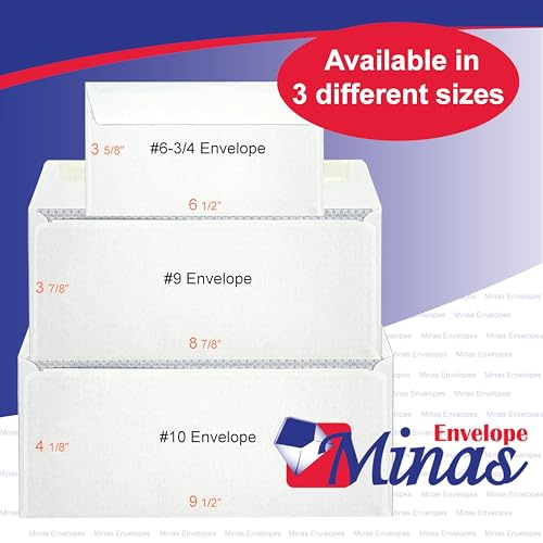 Minas Envelope 500 Minas Envelope #10 Business Envelope, 4 1/8 X 9 1/2, Gum Flap, 24lb. White Paper, 500/Box (NO WINDOW) - Image 3