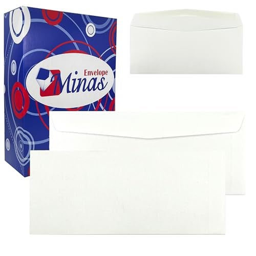 Minas Envelope 500 Minas Envelope #10 Business Envelope, 4 1/8 X 9 1/2, Gum Flap, 24lb. White Paper, 500/Box (NO WINDOW) - Image 1