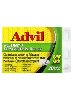 Advil Advil, Allergy & Congestion Relief, 20 Coated Tablets  - Image 1