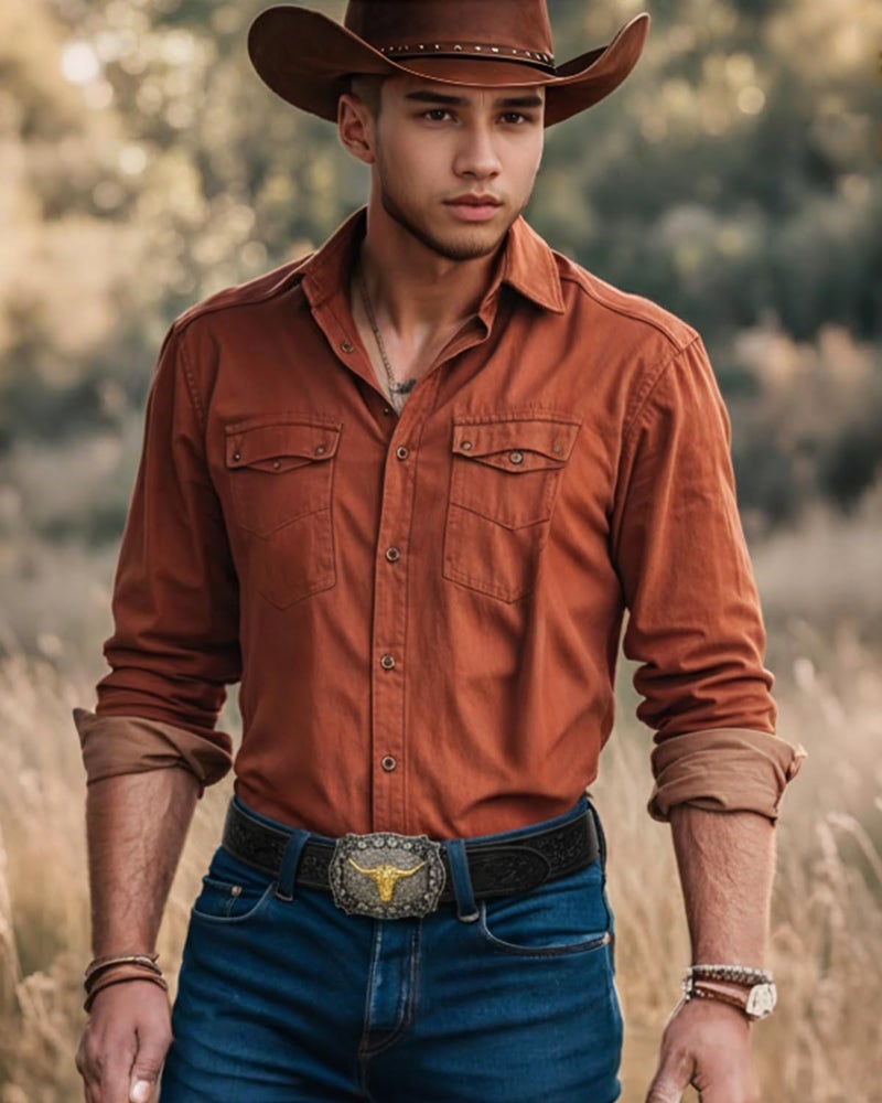 Dubulle Western Cowboy Belt Men's Longhorn Bull Big Buckle Engraved Adjustable Leather Strap for Jeans Casual - Image 2