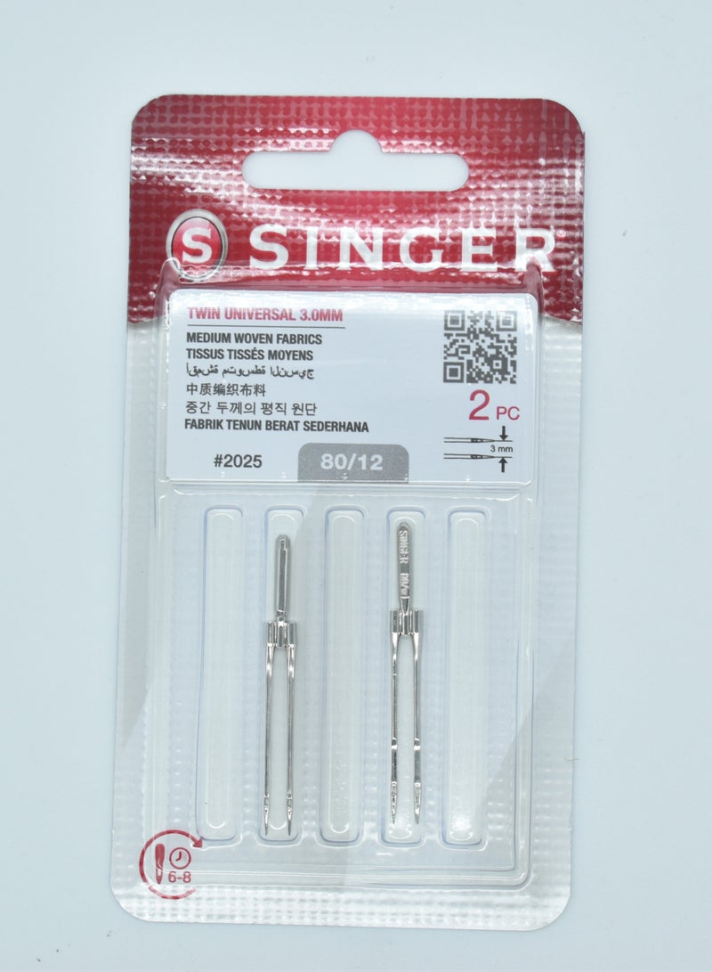 SINGER DECORATIVE TWIN NEEDLE SIZE 3MM (80/12) (PACK OF 2 NEEDLE) BRAZIL