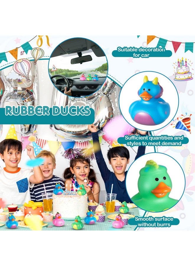 Deekin 50 Pcs Dinosaur Rubber Duck 2 Inches Bright Gifts Ducks Colored Dinosaur Birthday Favor Shower Pool Bathtub Decoration - Image 5