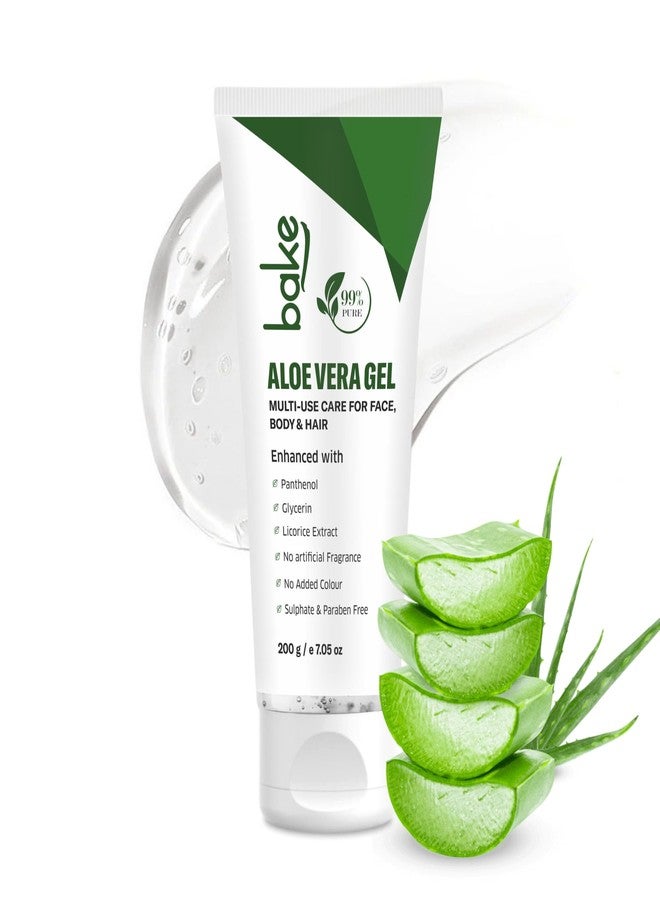 BAKE 99% Pure Aloe Vera Gel (200g) For Face, Body & Hair With Panthenol & Glycerin | Hydrates Skin, Reduces Dryness & Non Sticky | Enriched Proven Actives | For Men & Women - 200g - Image 1