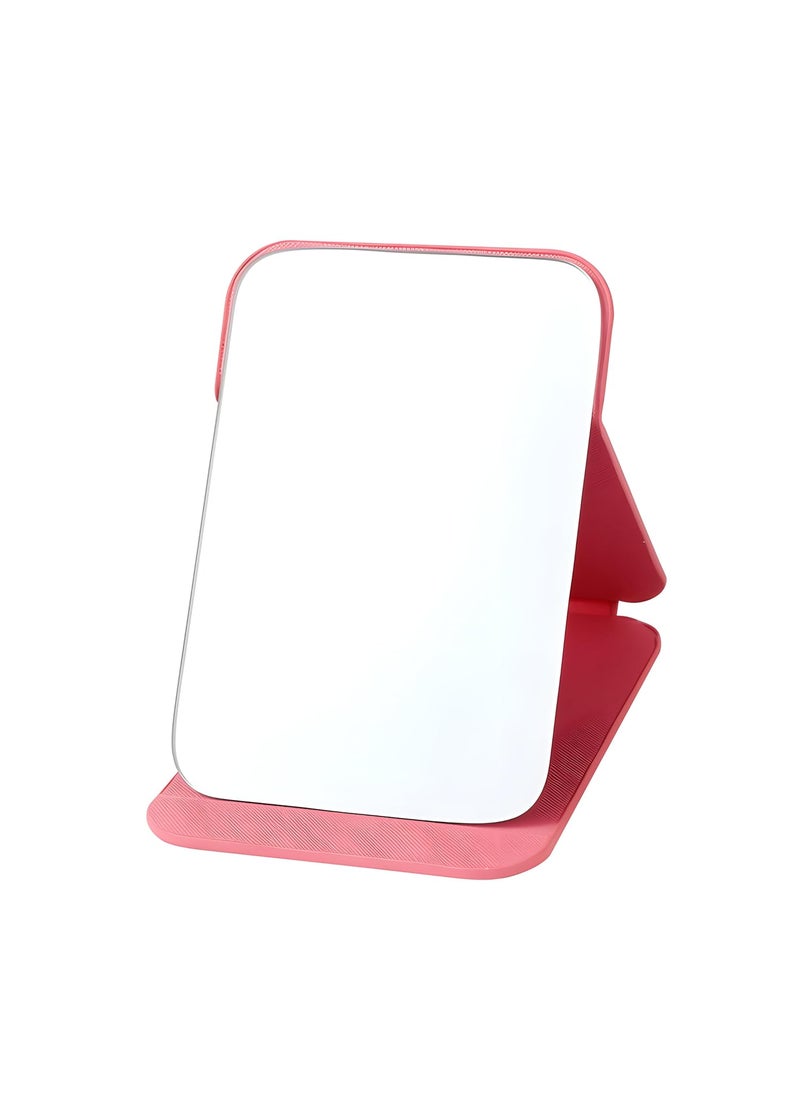 IAZO IAZO Folding Tabletop Makeup Mirror Round Edge Portable Multi Stand Angle Hand Free Mirror UltraSlim Travel Makeup Mirror for Home Vanity Pink Pack of 1  - Image 1