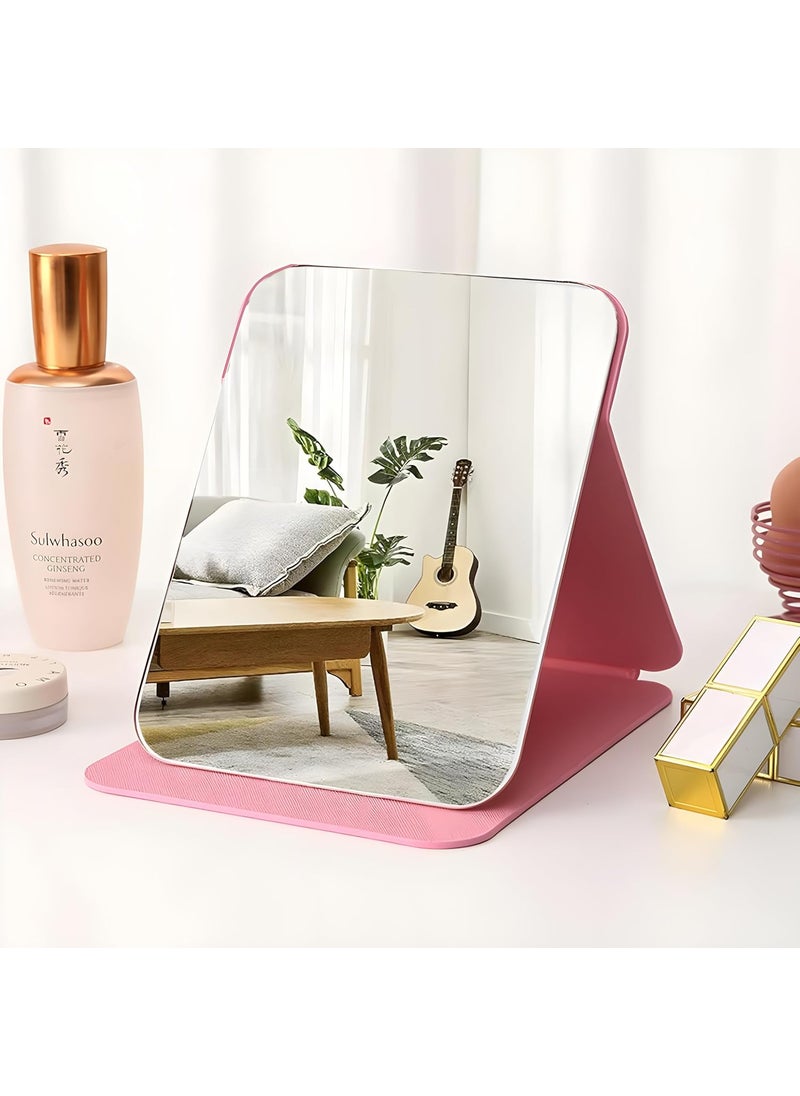 IAZO IAZO Folding Tabletop Makeup Mirror Round Edge Portable Multi Stand Angle Hand Free Mirror UltraSlim Travel Makeup Mirror for Home Vanity Pink Pack of 1  - Image 5