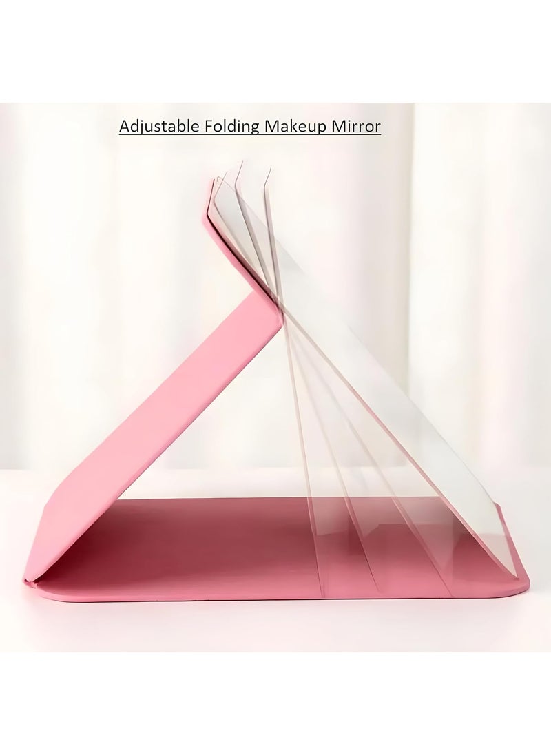 IAZO IAZO Folding Tabletop Makeup Mirror Round Edge Portable Multi Stand Angle Hand Free Mirror UltraSlim Travel Makeup Mirror for Home Vanity Pink Pack of 1  - Image 3