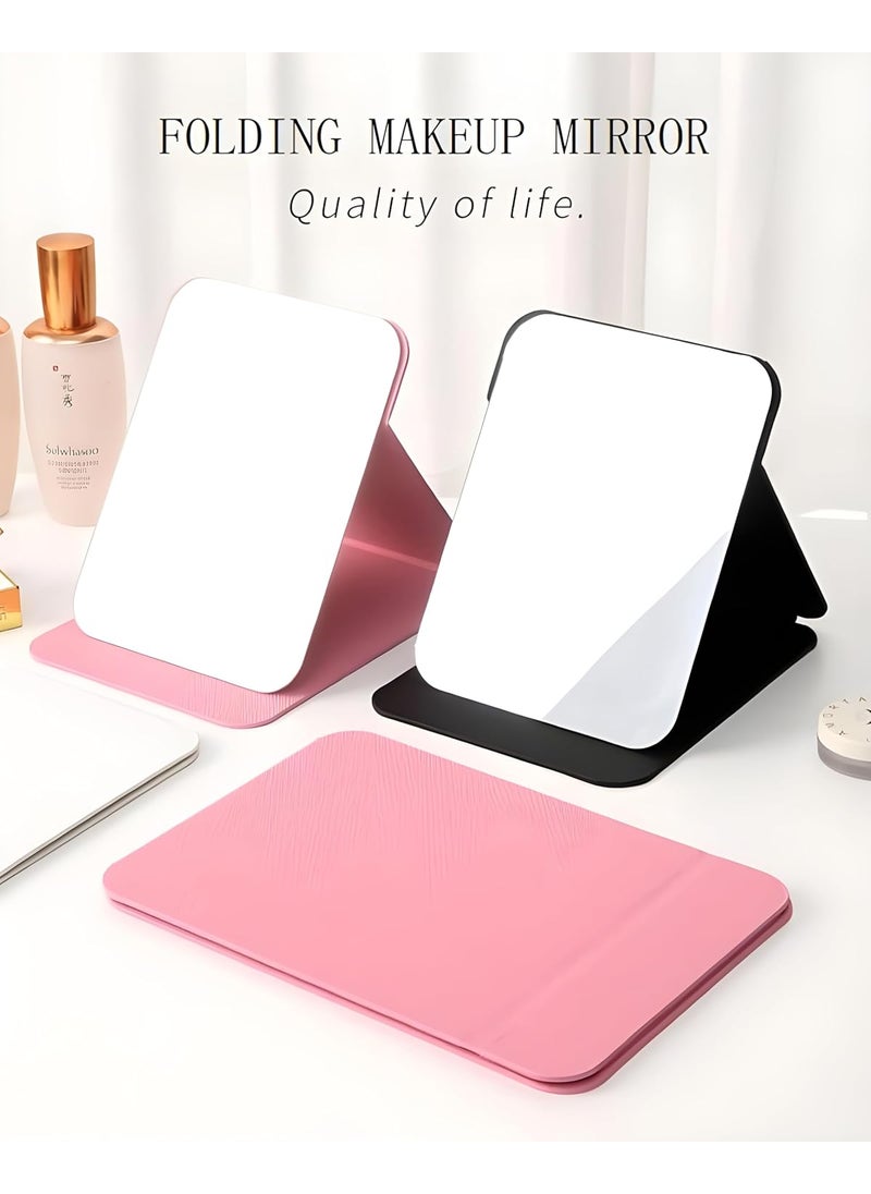 IAZO IAZO Folding Tabletop Makeup Mirror Round Edge Portable Multi Stand Angle Hand Free Mirror UltraSlim Travel Makeup Mirror for Home Vanity Pink Pack of 1  - Image 4