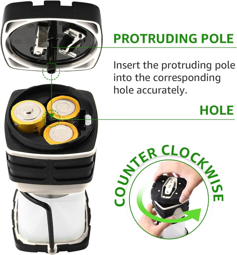 Lepro 1000LM Battery Powered LED Camping Lantern, White Tent Light with 4 Light Modes, Camping Essentials, Waterproof Lantern Flashlight for Camping, Emergency Light, Power Outage, Not Rechargeable - Image 5