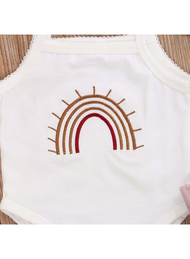 Thorn Tree Newborn Baby Girls Clothes Cotton Suit Cute Baby Kid Infant Romper Play Wear Summer Rainbow Outfits, 3pcs White Rianbow Bodysuit&purple, 0-3 Months - Image 4