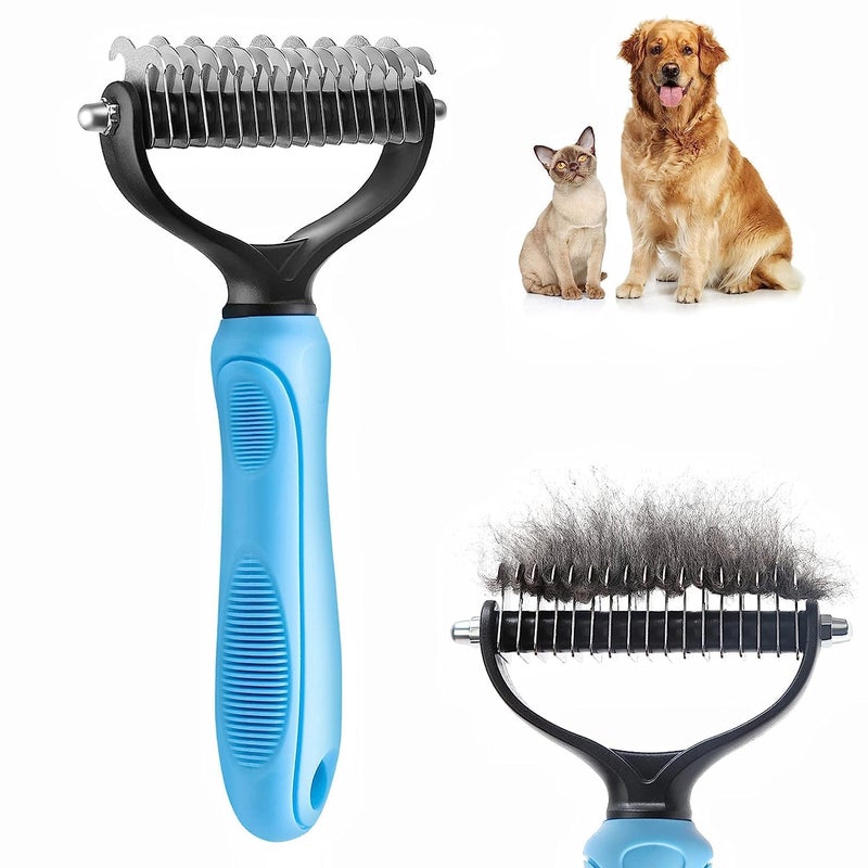 CESITRA Pet Grooming Tool- 2 Sided Undercoat Rake for Dogs &Cats Dematting Tool Effective Removing for Cat Dogs Extra Wide Shedding Dematting Comb Gently Removes Loose Undercoat (Pack of 1) - Image 2