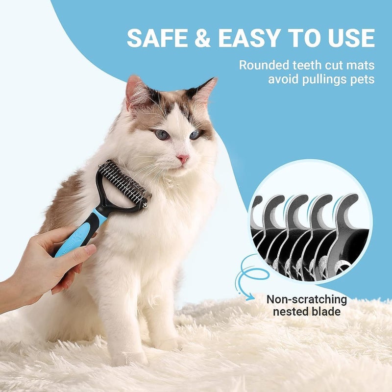 CESITRA Pet Grooming Tool- 2 Sided Undercoat Rake for Dogs &Cats Dematting Tool Effective Removing for Cat Dogs Extra Wide Shedding Dematting Comb Gently Removes Loose Undercoat (Pack of 1) - Image 4