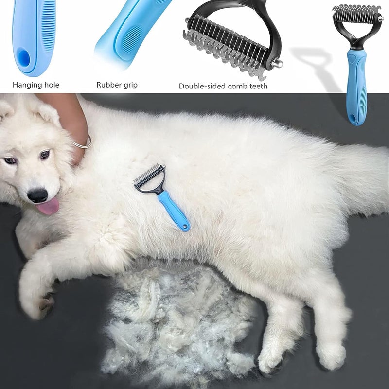 CESITRA Pet Grooming Tool- 2 Sided Undercoat Rake for Dogs &Cats Dematting Tool Effective Removing for Cat Dogs Extra Wide Shedding Dematting Comb Gently Removes Loose Undercoat (Pack of 1) - Image 3