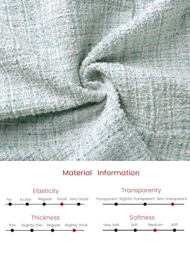 Hobemty Women's Tweed Dress Short Sleeve 2025 Elegant Wedding Cocktail Bodycon Midi Fishtail Dresses XX-Large Cyan - Image 5