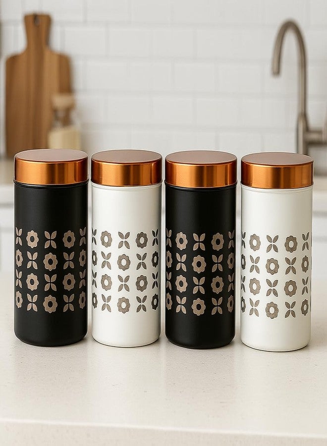STEEPLE Stainless Steel Container Set of 4 | 750 ml Multipurpose Kitchen Storage Jars | Airtight Steel Lid | Food-Grade Rust-Free Steel Canisters | Premium Floral Design for Modular Kitchens - Image 1