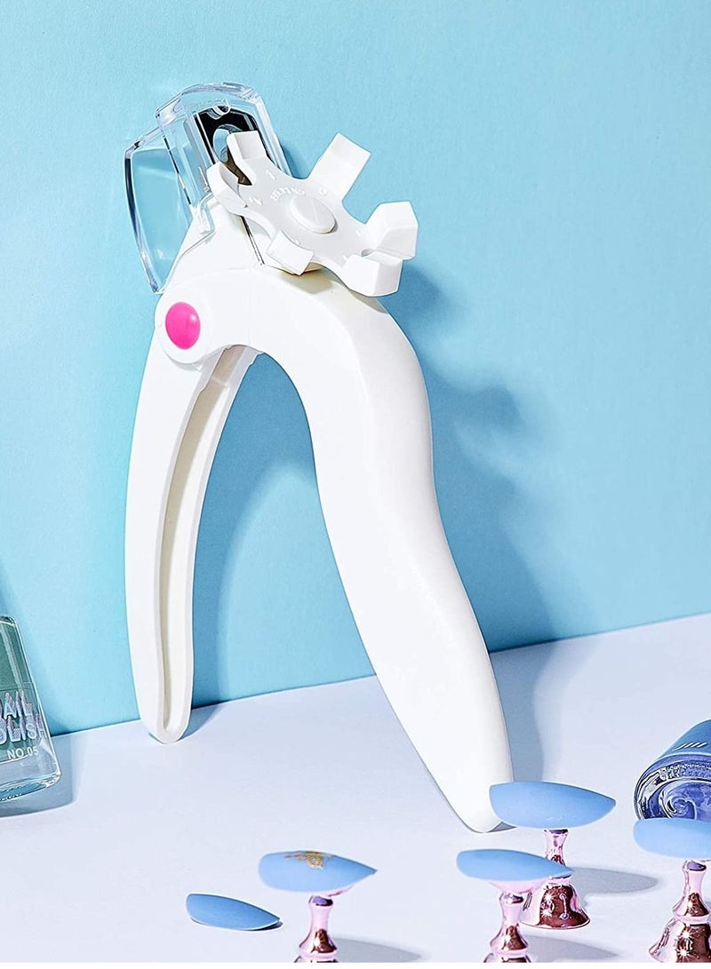 KASTWAVE 2Pcs Acrylic Nail Clipper Stainless Steel Nail Tip Cutter Gel False Nail Trimmer Fake Nail Clipper Adjustable Nail Cuticle Edge Trimmer Nail Art Manicure Tools (White) - Image 1