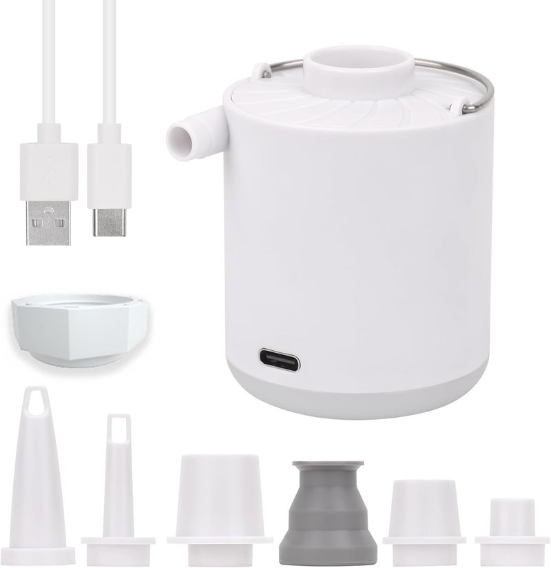 XINBAOHONG Mini Air Portable Camping Light Tiny Inflator/Deflator Pump with 1600mAh Battery USB Rechargeable for Pool Floats Air Bed Air Mattress Swimming Ring Vacuum Storage Bags - Image 1