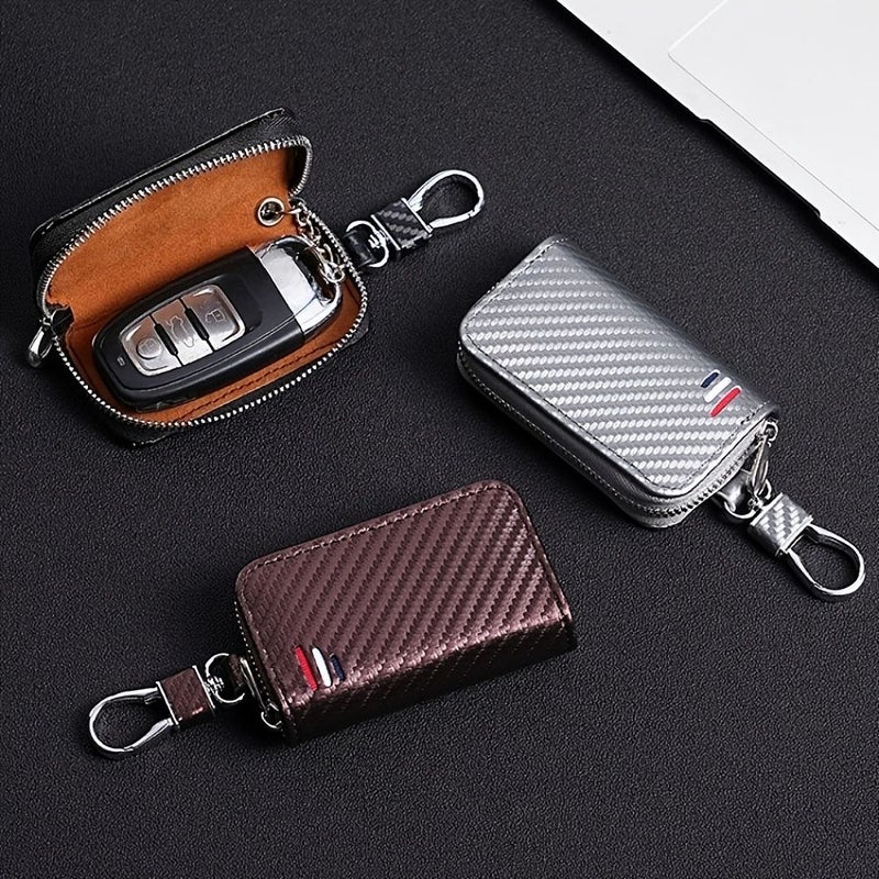 Portable Key Holder Case Coffee Brown With Hanging Lanyard Zipper Closure Multifunctional Car Key Storage Bag Suitable For Keys Cards Cash Smartphones Compact Waist Belt Case Gift For Husband Boyfriend - Image 4
