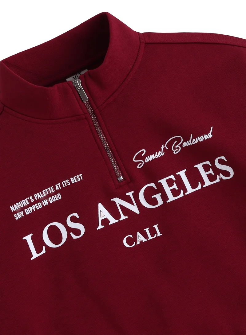 Victor And Jane  “Los Angeles Cali” Half-Zip Sweatshirt – 100% Cotton Fleece Pullover | 280 GSM for Women | Best Price UAE