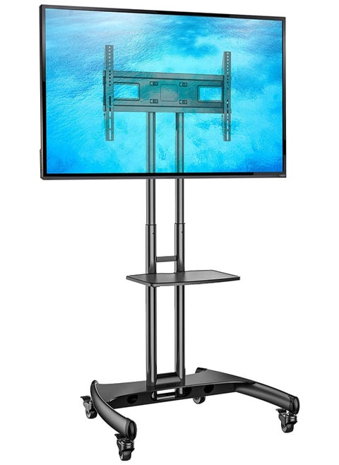 Mobile TV Stand With Lockable Wheels For 32-65 Inch TVs Black