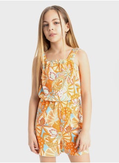 Girl Patterned Strappy Jumpsuit