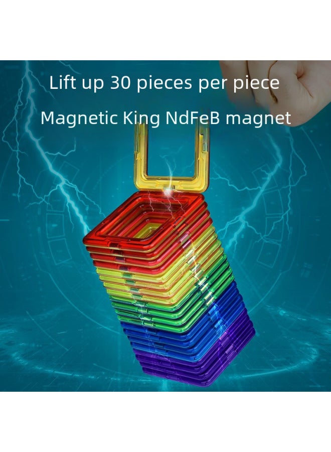 Magnetic Block Magnetic Piece Children's Magnet Jigsaw Puzzle Boys And Girls Baby Magnet Puzzle Assembled Toys Wholesale-Color:[upgraded Strong Magnet] Pure 120 Pieces (comes With Panda Rolling Bucket + Ferris Wheel + Wheel Assembly + Alphanumeric Sticker + Tutorial)  - Image 4