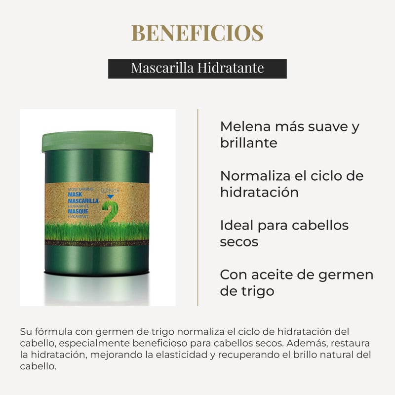 SALERM - Moisturizing Mask Biokera Natura - 1000 ml - Ideal for Dry or Dehydrated Hair - with Wheat Germ Oil - Deep Hydration - Smoother and Shinier Hair - Image 3