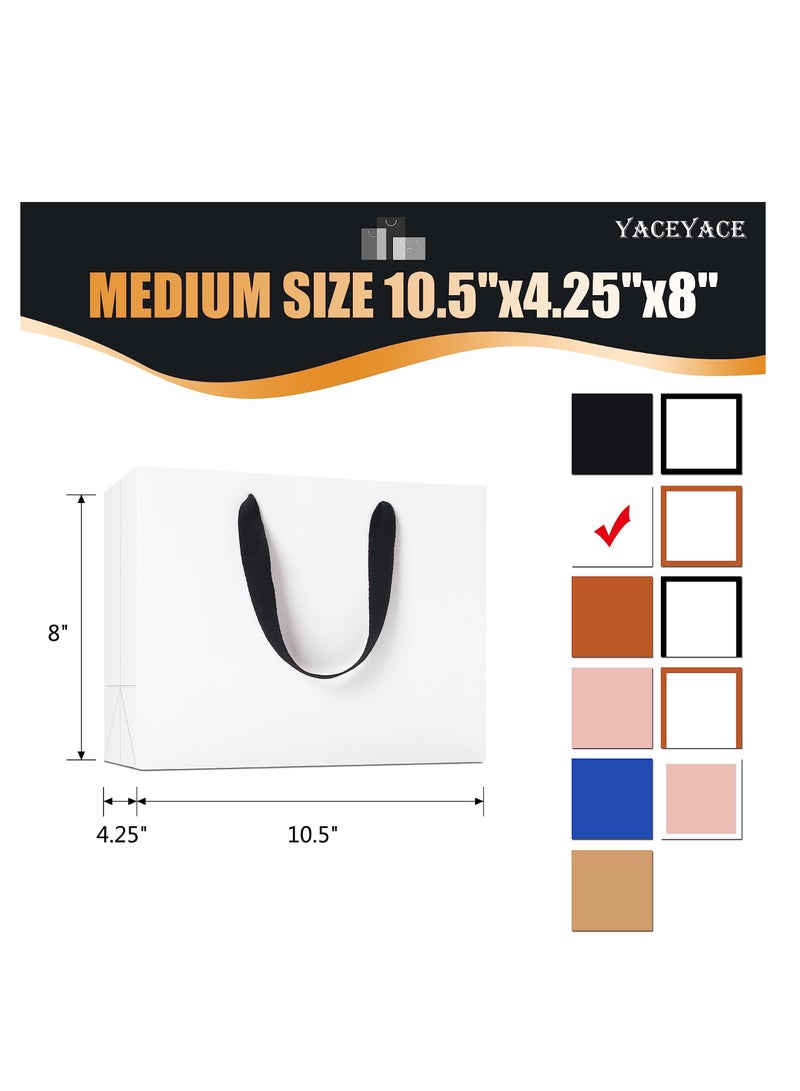 Excefore White Gift Bags, 20 PcsMedium White Gift Bags, with Ribbon Handle Bulk Gift Bags, Kraft Gift Bags, for Retail Bags, Merchandise Bags, Wedding Gfit Bags  - Image 3