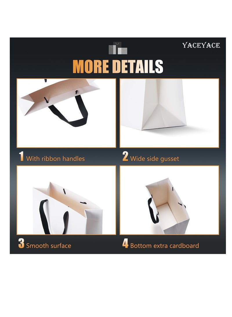 Excefore White Gift Bags, 20 PcsMedium White Gift Bags, with Ribbon Handle Bulk Gift Bags, Kraft Gift Bags, for Retail Bags, Merchandise Bags, Wedding Gfit Bags  - Image 4