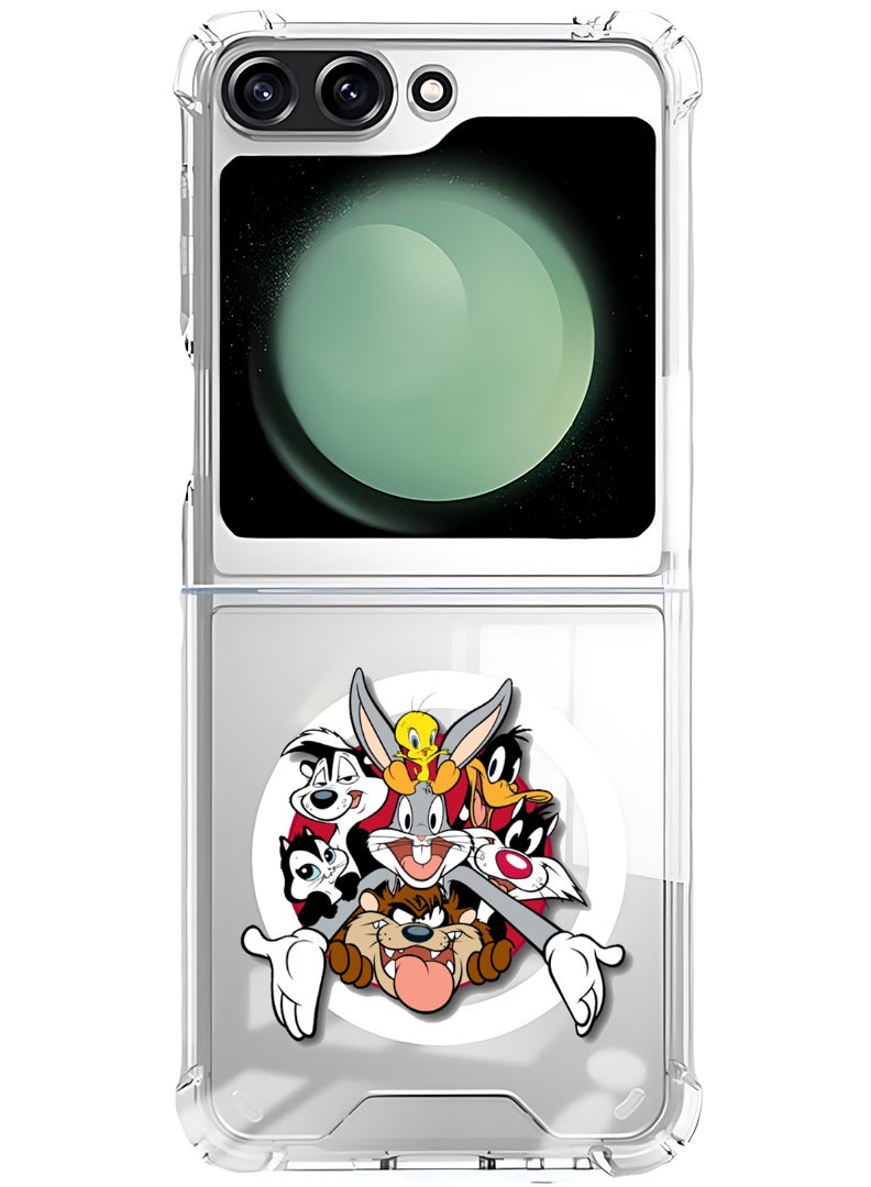Theodor Magnetic Case for Samsung Galaxy Z Flip 5 Compatible with MagSafe Wireless Charging, Shockproof Phone Bumper Cover Looney Tunes - Image 1