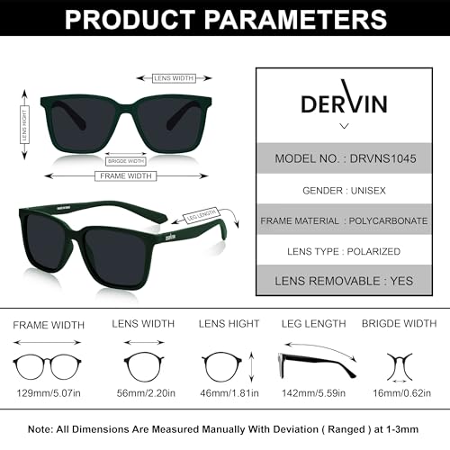 Dervin UV Protected Polarized Square Sunglasses for Men and Women (Bottle Green-Black) - Image 5